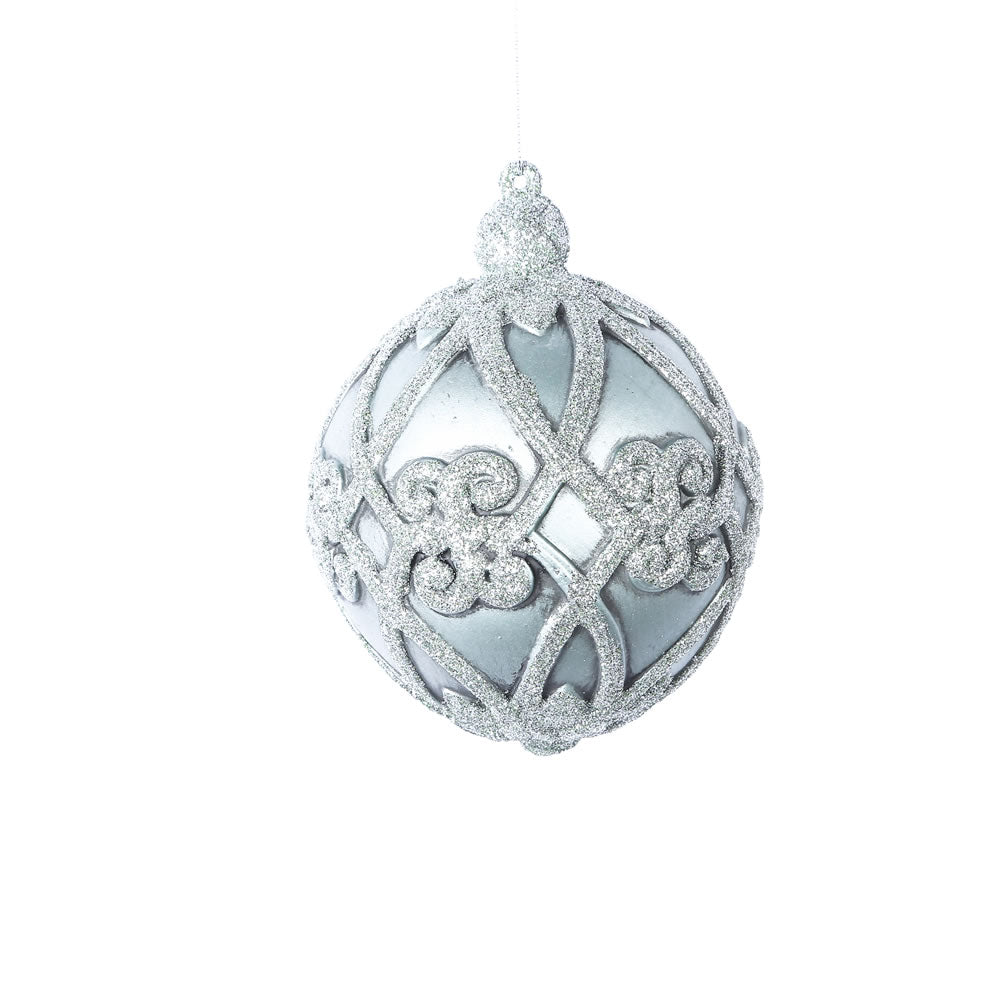Vickerman 5" Limestone Antique Filigree Pattern Ball Ornament 3 per Bag