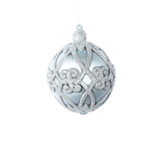 Vickerman 5" Limestone Antique Filigree Pattern Ball Ornament 3 per Bag