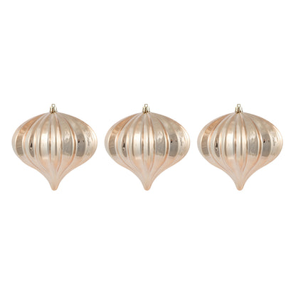 Vickerman 5.7" Café Latte Shiny Onion Christmas Ornament UV treated Set of 3