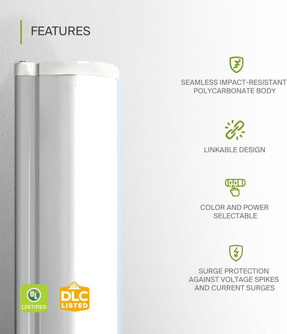 ASD Lighting LED Seamless Vapor Proof Fixture 8ft 64/96/120W 120-277V 0-10V Dimmable 125Lm/W 3500/4000/5000K White UL DLC Standard