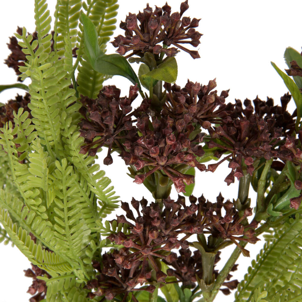 Vickerman 14" Mahogany Red Artificial Wild Berry and Green Fern Bundle 2 per bag.