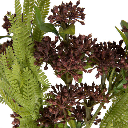 Vickerman 14" Mahogany Red Artificial Wild Berry and Green Fern Bundle 2 per bag.