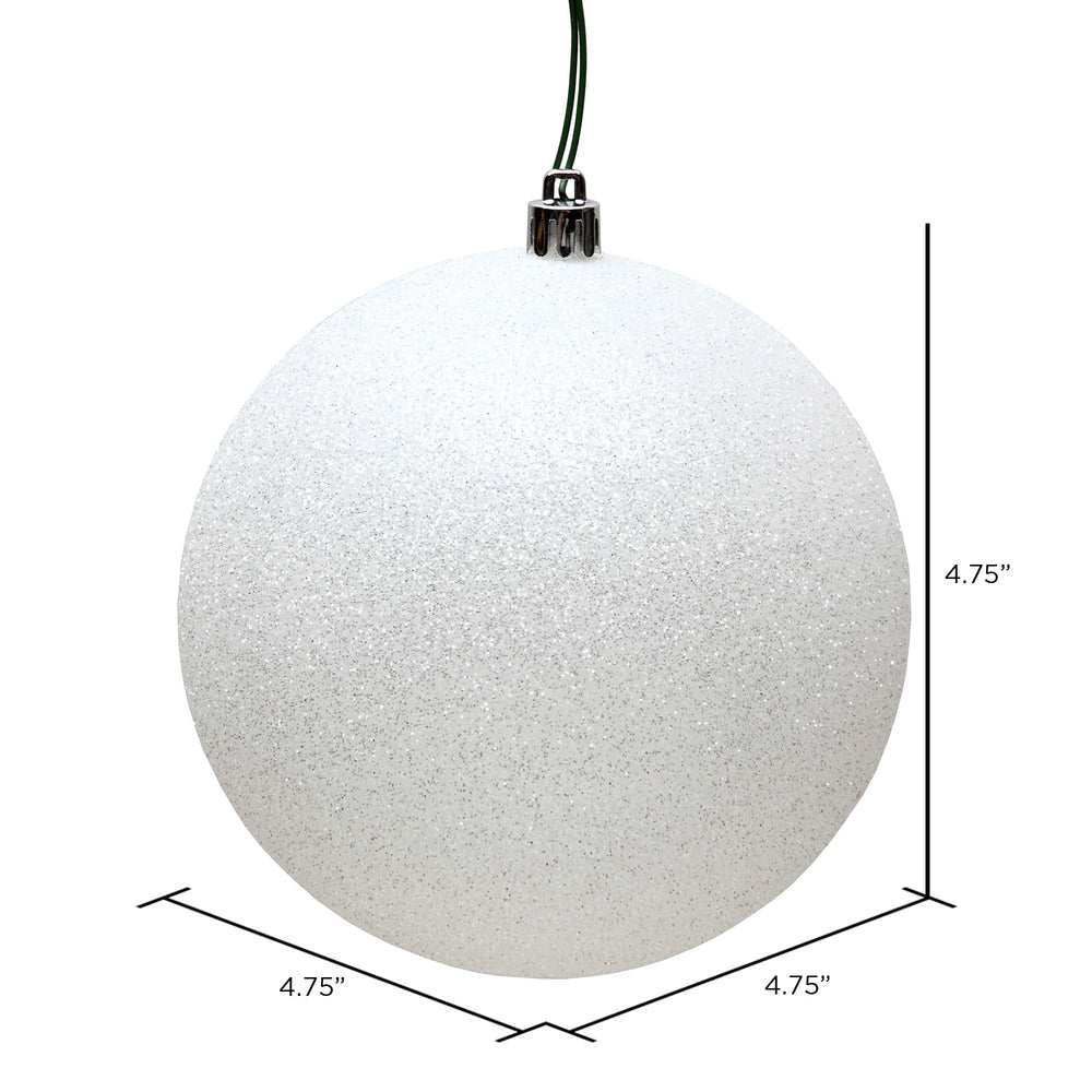 Vickerman 4.75" White Glitter Ball Ornament 4 per Bag