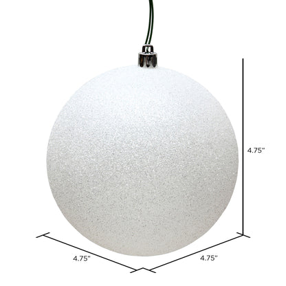 Vickerman 4.75" White Glitter Ball Ornament 4 per Bag