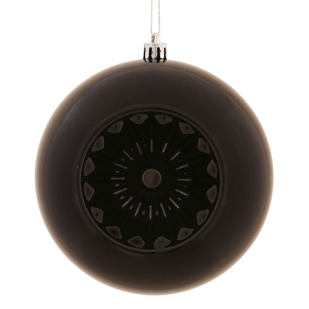 Vickerman 4.75" Black Shiny Star Brite Ball Ornament 4 per Bag.