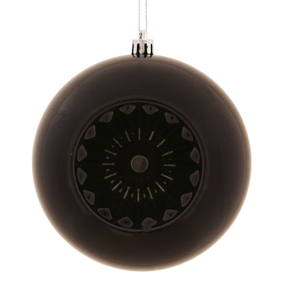 Vickerman 4.75" Black Shiny Star Brite Ball Ornament 4 per Bag.