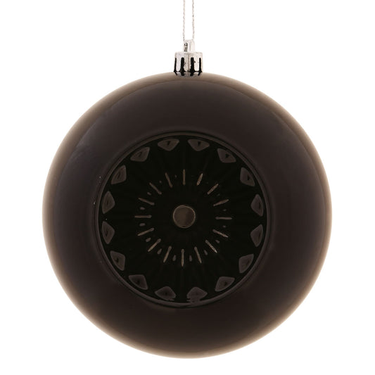 Vickerman 4.75" Black Shiny Star Brite Ball Ornament 4 per Bag.