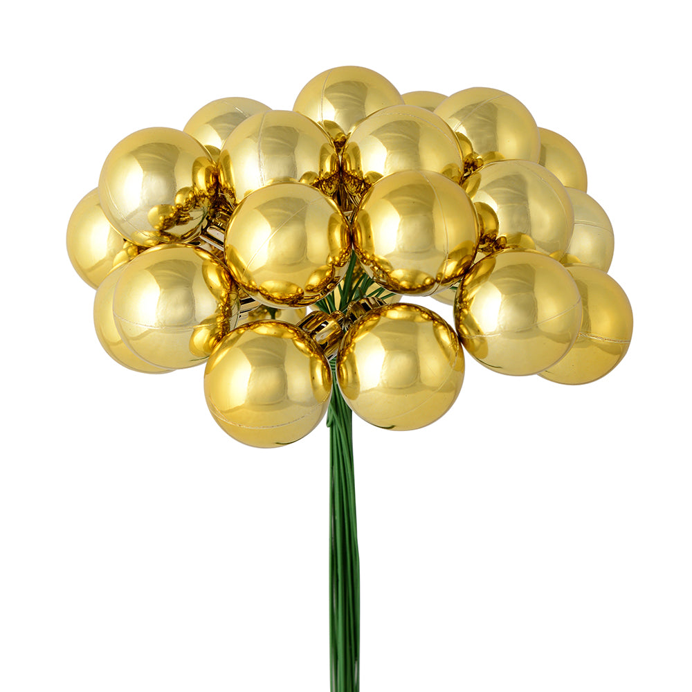 Vickerman 6" Gold Shiny Ball Ornament Christmas Pick Pack of 2