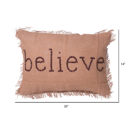 Vickerman Decorative 14" x 20" Holiday Words Believe Pillow