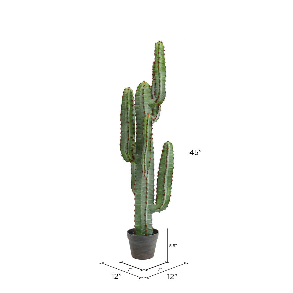 Vickerman 45" Artificial Green Finger Cactus in 8" Black Pot.