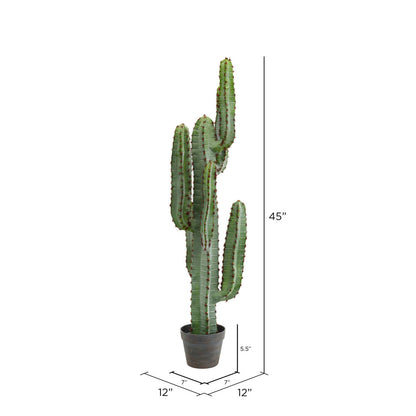 Vickerman 45" Artificial Green Finger Cactus in 8" Black Pot.