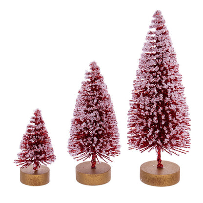 Vickerman 3"-5"-7" Red Sisal Bottle Brush Tree Set Set of 3