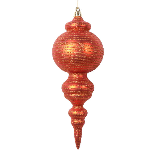 Vickerman 10" Matte Burnish Orange Finial Ornament 2 per bag.