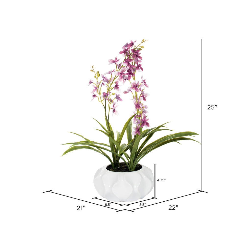 Vickerman 25" Artificial Potted Lavender Orchid.