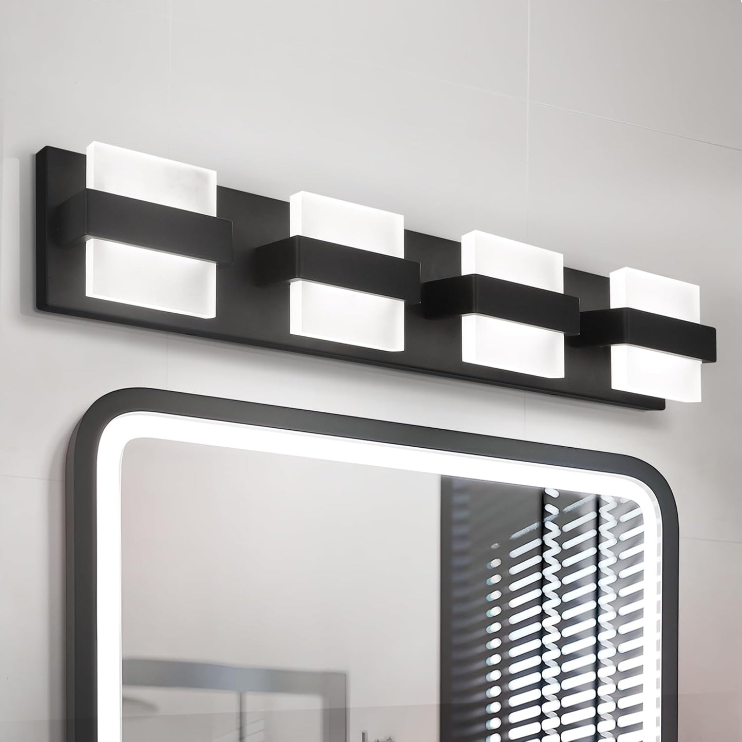 ASD Lighting LED Vanity 4-light 23W 120V CCT Selectable 2700/3000/4000/5000/6000K Dimmable Black ETL