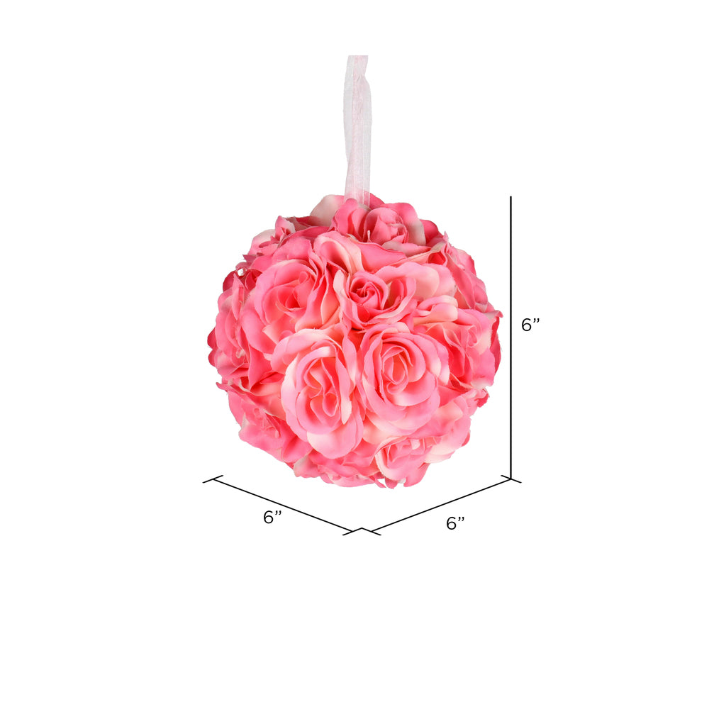 Vickerman 6" Artificial Pink Rose Ball Pack of 2