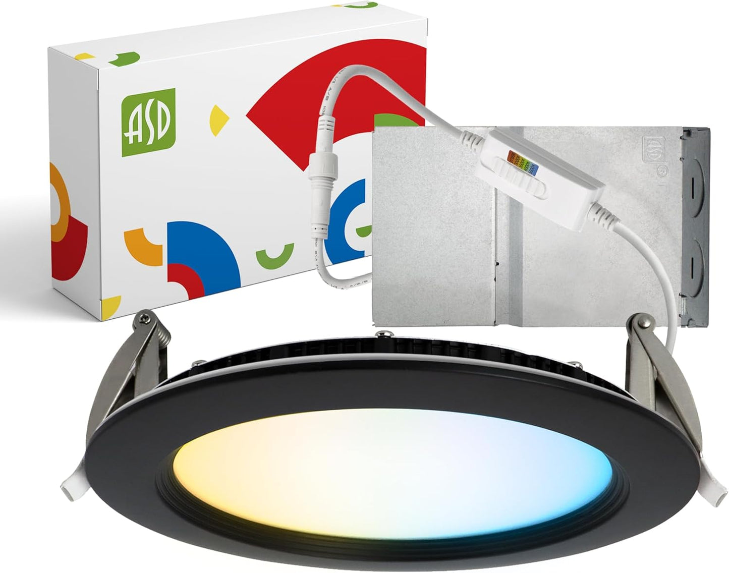 ASD Lighting LED Recessed Mini Panel Round 6inch 15W 120-277V 0-10V Dimmable 2700/3000/3500/4000/5000K with Baffle Trim Black ETL Energy Star