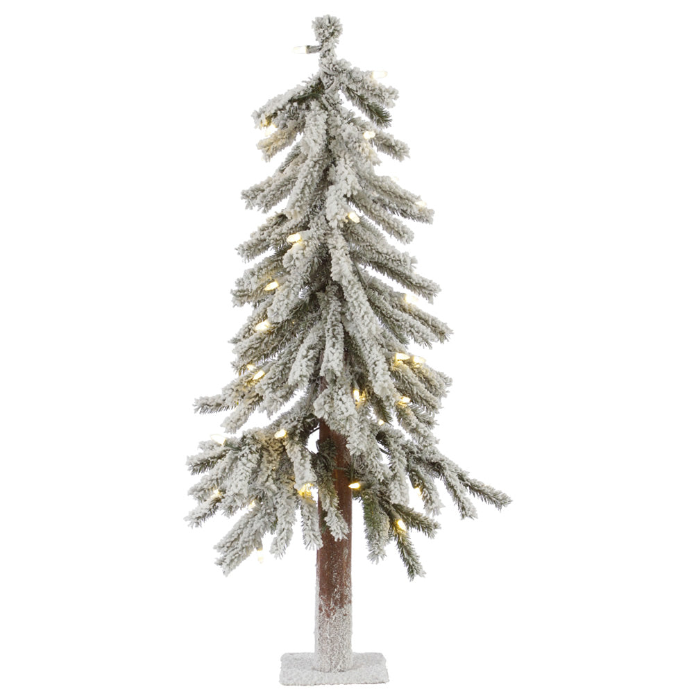 Vickerman 2' Flocked Alpine Artificial Christmas Tree Pure White LED Single Mold LED lights