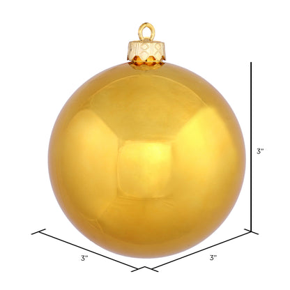 Vickerman 3" Antique Gold Shiny Ball Ornament 12 per Bag