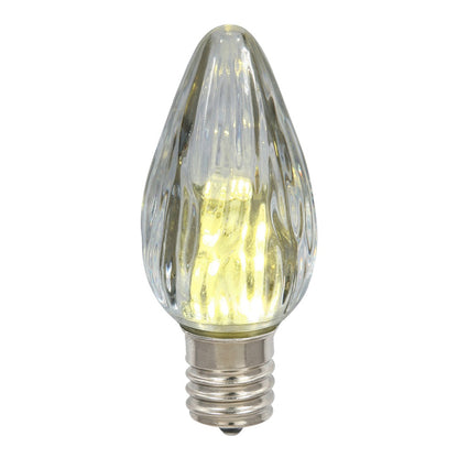 Vickerman F15 Pure White LED Plastic Flame Bulb E26 Nickel Base .96 Watts 25 Bulbs per Pack.