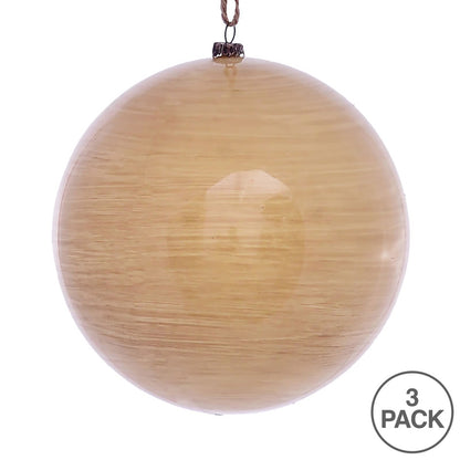 Vickerman 6" Tan Wood Grain Ball Ornament 3 per Bag