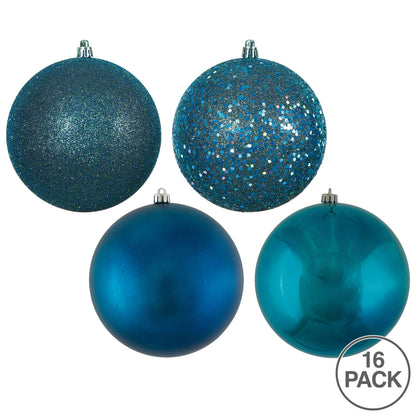 Vickerman 3" Sea Blue 4-Finish Ball Ornament Assortment 16 per Box