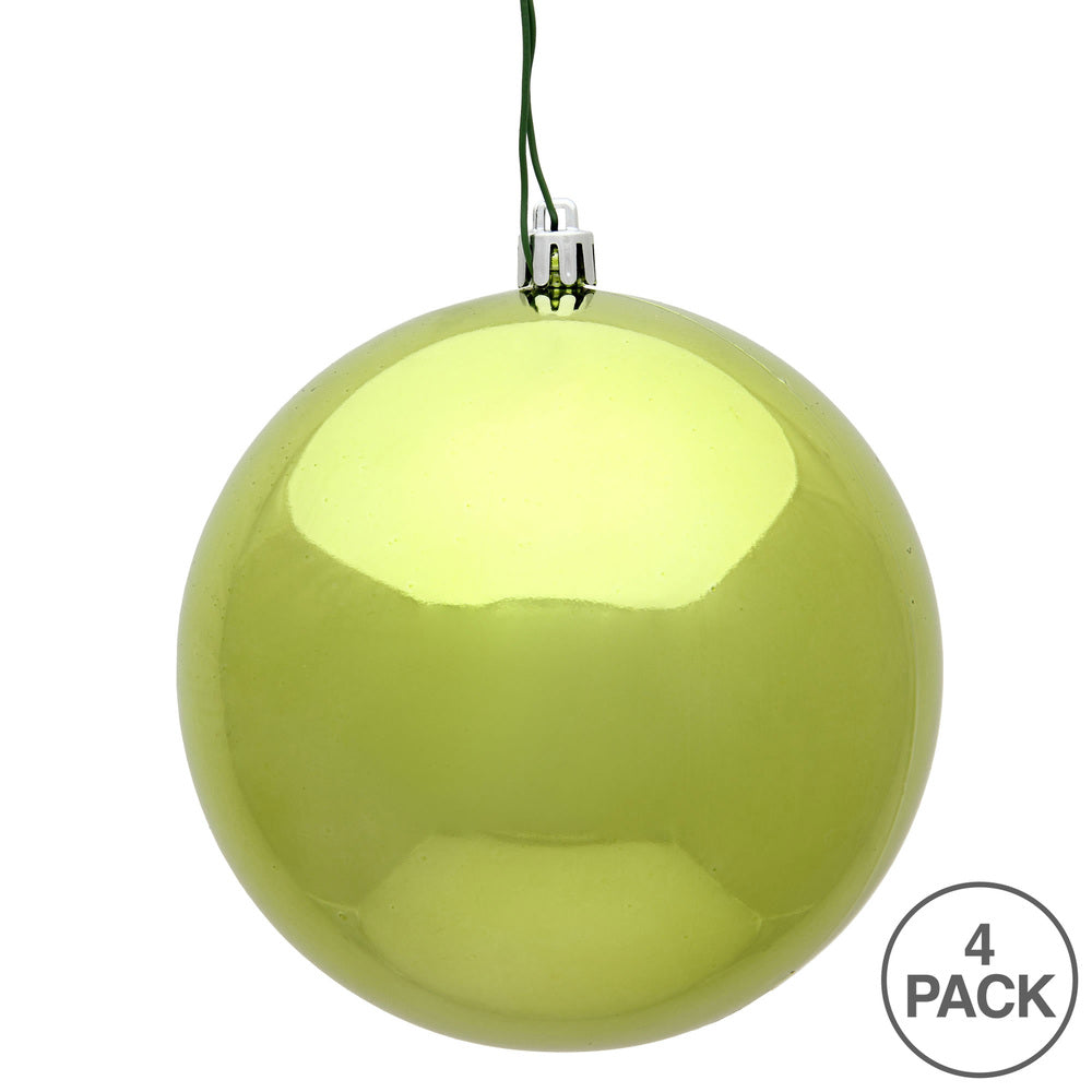 Vickerman 6" Lime Shiny Ball Ornament 4 per Bag