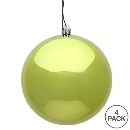 Vickerman 6" Lime Shiny Ball Ornament 4 per Bag