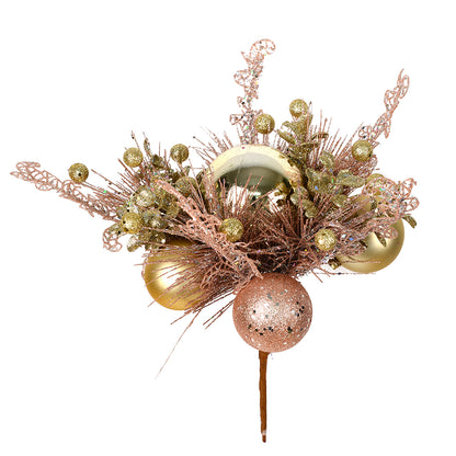 Vickerman 10" Champagne/Rose Gold Ornament Christmas Pick Pack of 2