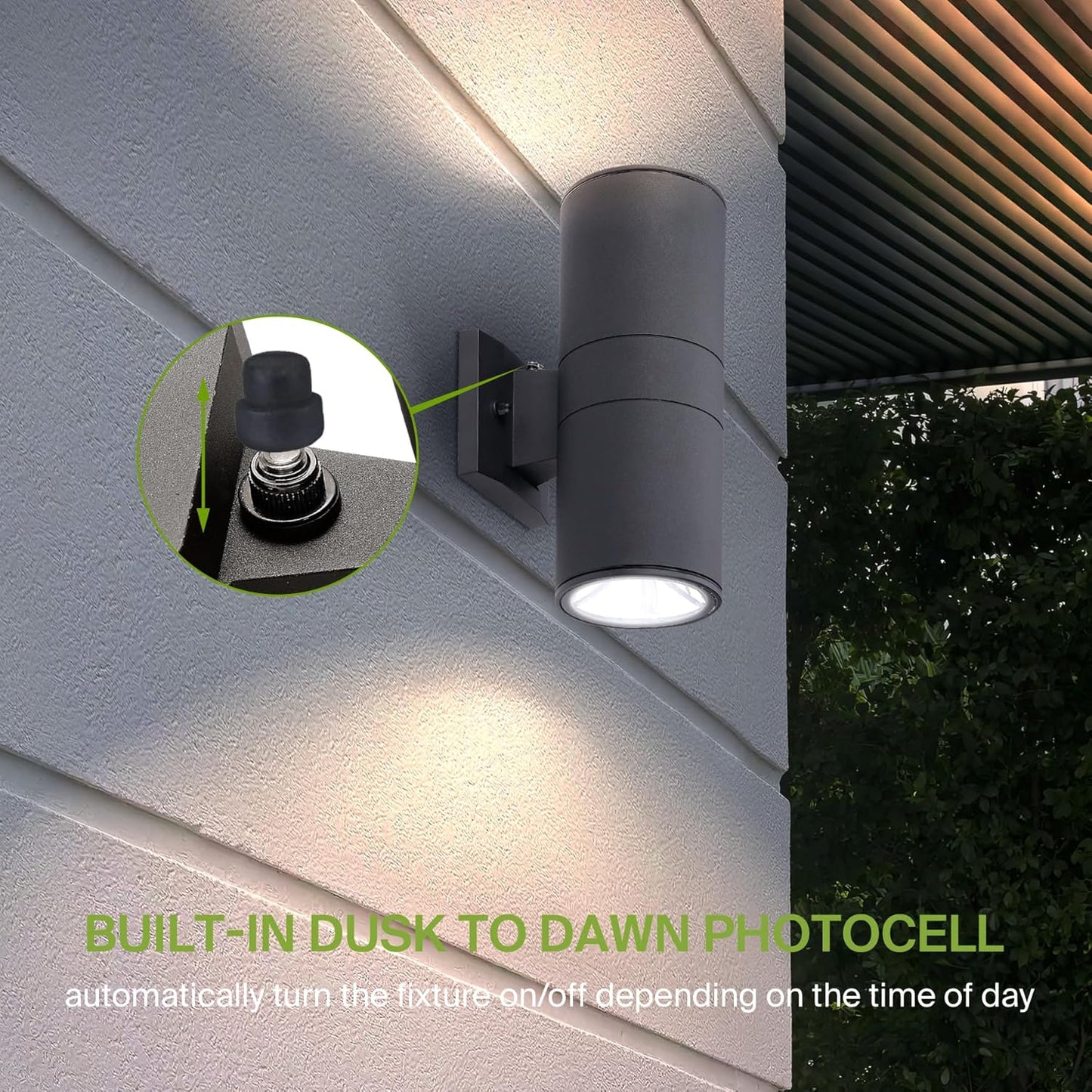 ASD Lighting LED Round Outdoor Wall Cylinder Up and Down 18W CCT Selectable 3000/4000/5000K with Photocell Oil Rubbed Bronze ETL