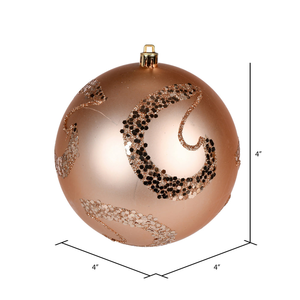 Vickerman 4" Café Latte Matte Sequin Swirl Ornament 6 per Bag