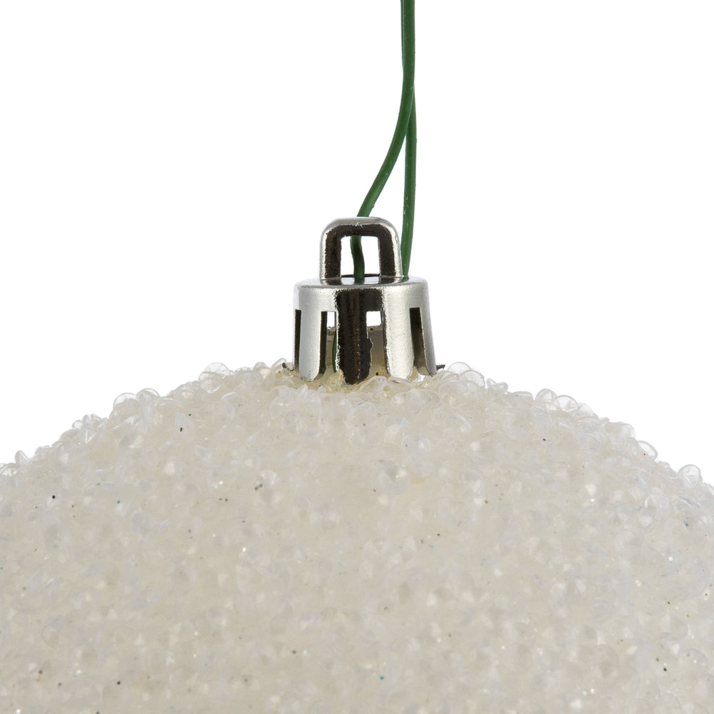 Vickerman 4" White Beaded Ball Ornament 6 per Bag