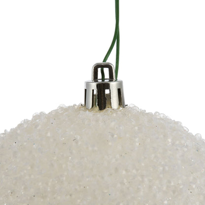 Vickerman 4" White Beaded Ball Ornament 6 per Bag