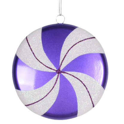 Vickerman 6" Purple-White Swirl Flat Candy Christmas Ornament