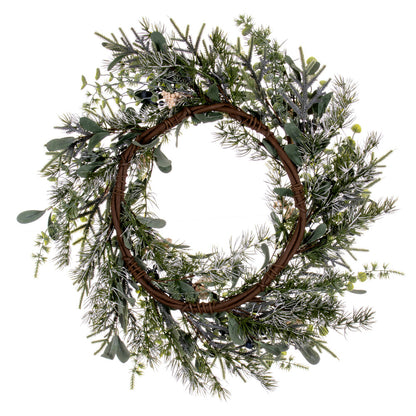 Vickerman 24" Green Artificial Pine Blueberry and White Berry Wreath.