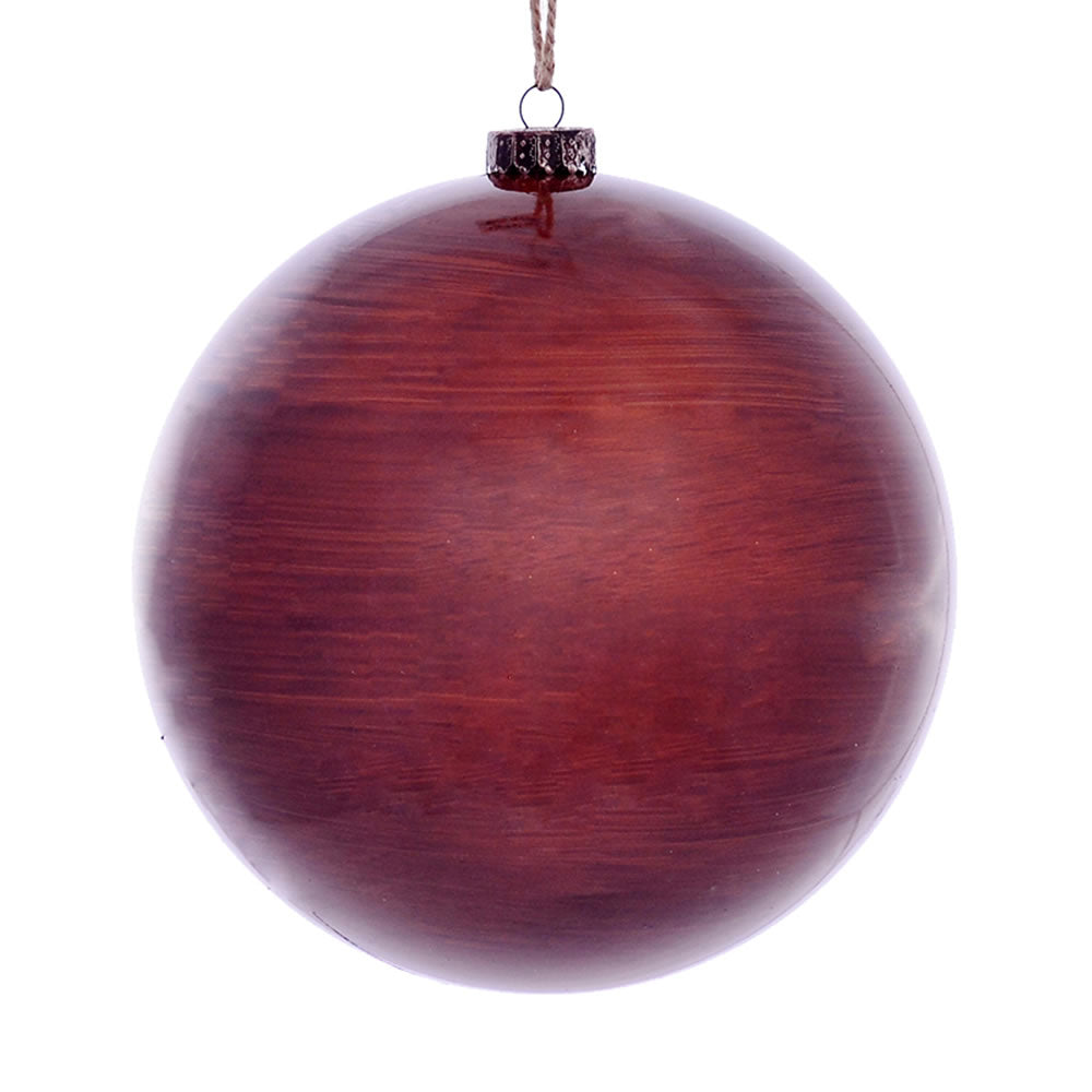 Vickerman 8" Copper Wood Grain Ball Ornament 2 per Bag