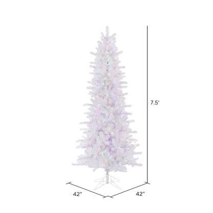 Vickerman 7.5' Crystal White Pine Slim Artificial Christmas Tree Multi-Colored LED Lights