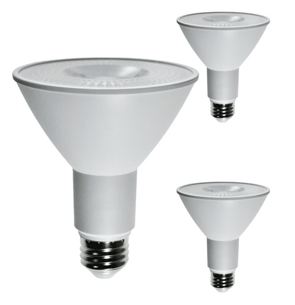 Damar PAR30 LED Long Neck Flood Light Bulb 8W 800 Lumen E26 Medium Base 3500K Neutral White Ideal for Track & Recessed Spot Light Bulbs 120V 40° Beam Angle White Finish Pack of 3