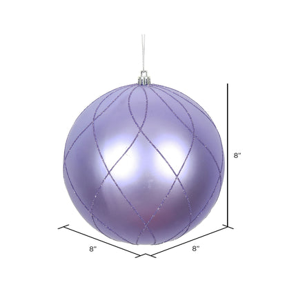 Vickerman 8" Lavender Matte and Glitter Swirl Ball Ornament