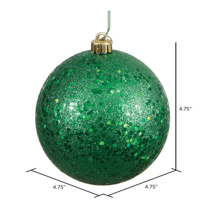 Vickerman 4.75" Green Sequin Ball Ornament 4 per Bag