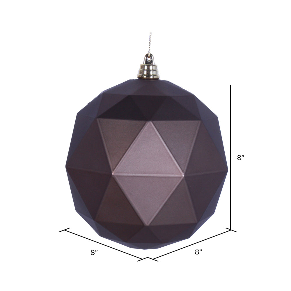 Vickerman 8" Mocha Matte Geometric Ball Ornament