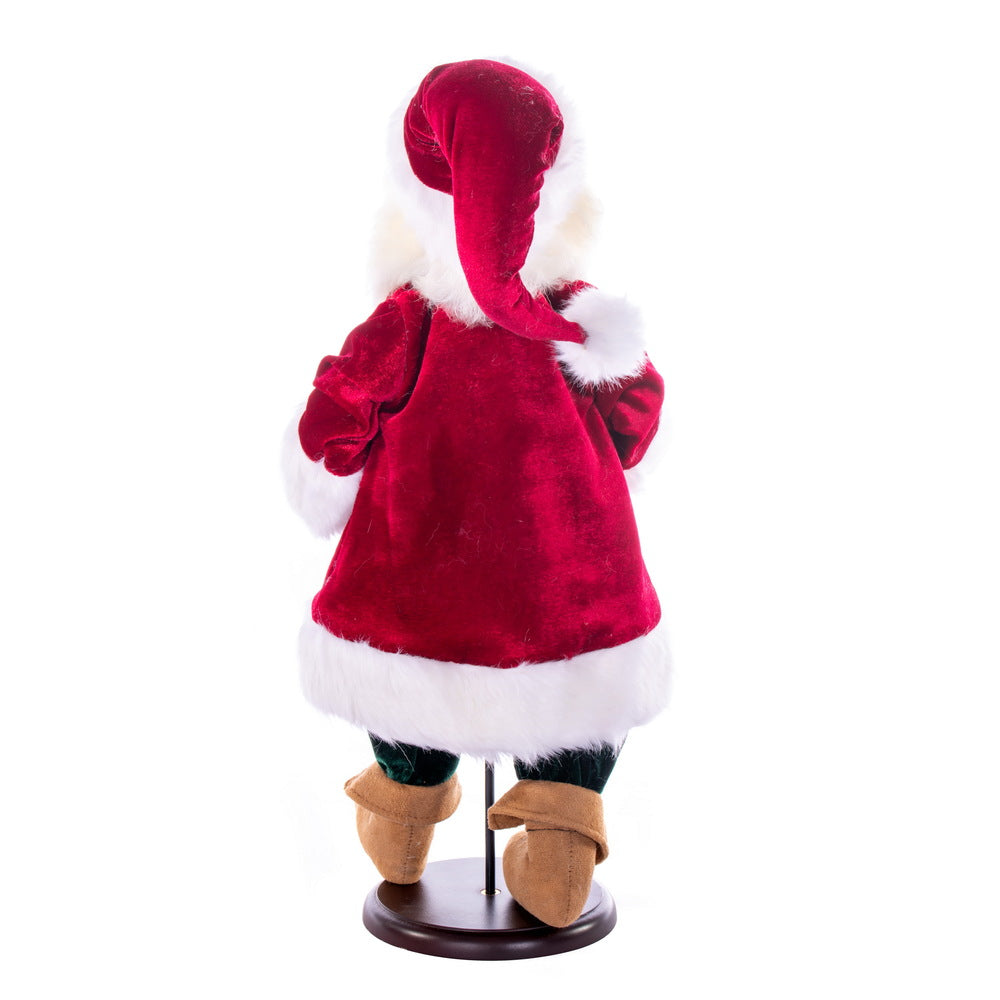 Vickerman 18" Red Plaid Velvet Santa Doll with Stand. This santa has glasses stand is removeable.