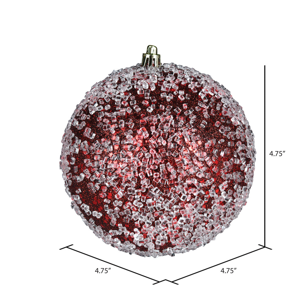 Vickerman 4.75" Burgundy Glitter Hail Ball Ornament 4 per Bag