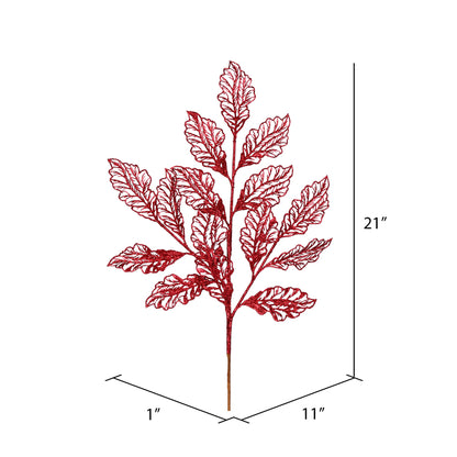 Vickerman 21" Burgundy Glitter Coleus Leaf Lace Artificial Christmas Spray. Includes 12 sprays per pack.