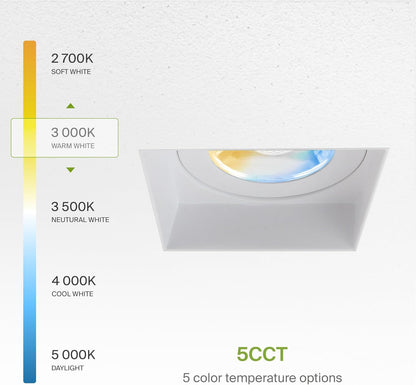 ASD Lighting LED Trimless Downlight Square 3.5inch 12W 120V Triac 2700/3000/3500/4000/5000K White ETL