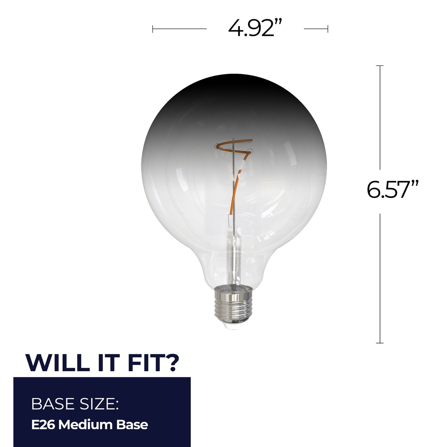 Bulbrite 862110 LED Filament Pack of (2) 4.5 Watt Dimmable G40 Light Bulb with Clear/Smoke Glass Finish and Medium (E26) Base - 3000K (Soft White Light), 200 Lumens