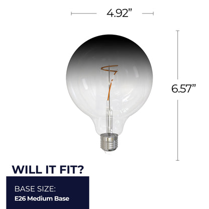 Bulbrite 862110 LED Filament Pack of (2) 4.5 Watt Dimmable G40 Light Bulb with Clear/Smoke Glass Finish and Medium (E26) Base - 3000K (Soft White Light), 200 Lumens