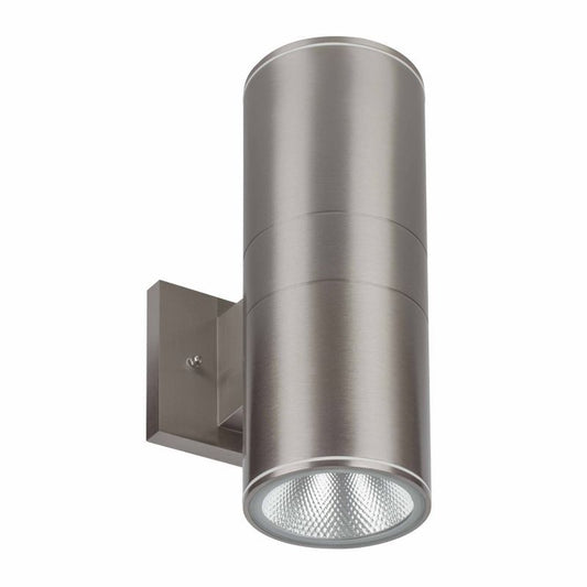 Westgate Cylinder Up-Down Light, 120V, 2X15W, CRI 80, Multicolor Temp, 2400 Lumens, Outdoor Lighting, 30W, 2400 Lumens, 3000K/4000K/5000K, Brushed Nickel Finish, TRI-AC Dimmable