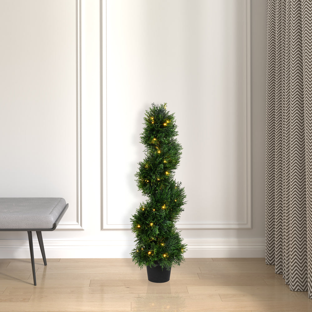 Vickerman 3' Artificial Potted Green Cedar Spiral Tree.