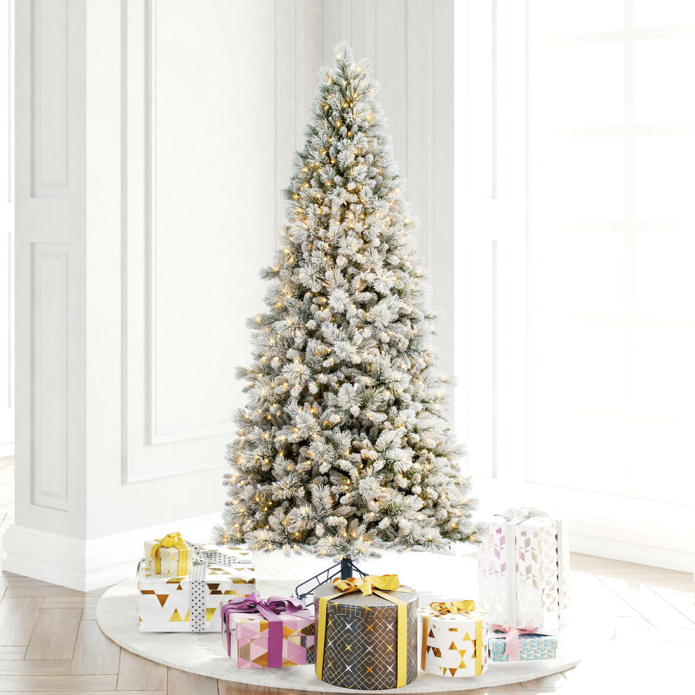 Vickerman 6.5' x 42" Flocked Jackson Pine Artificial Pre-Lit Christmas Tree Warm White Lights.